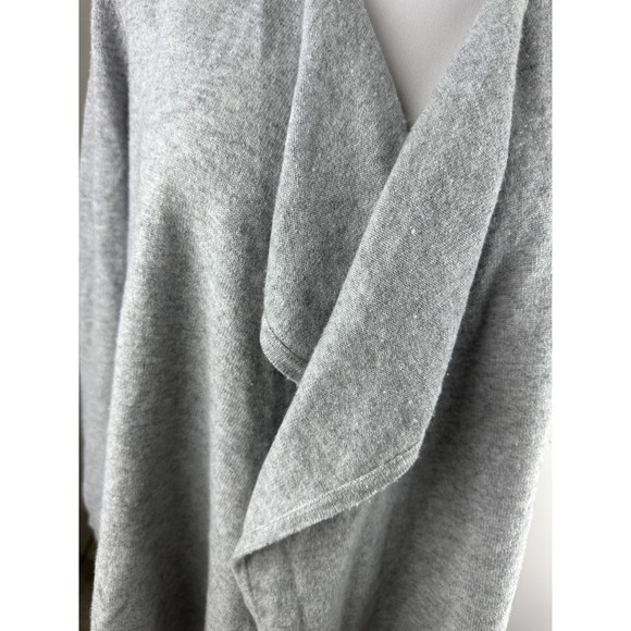 L.L. Bean 100% Cashmere Gray Open Front Cardigan Sweater Women's Medium Pockets - Picture 14 of 16